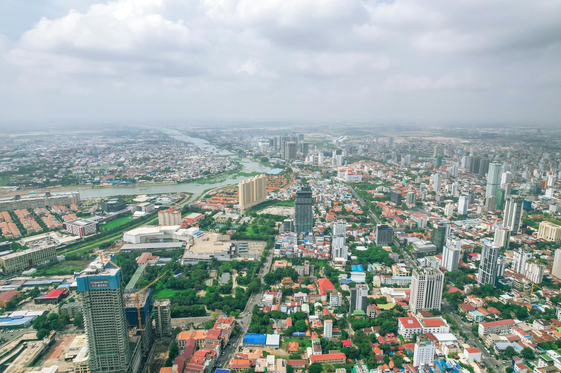 Phnom Penh skyline and riverside
